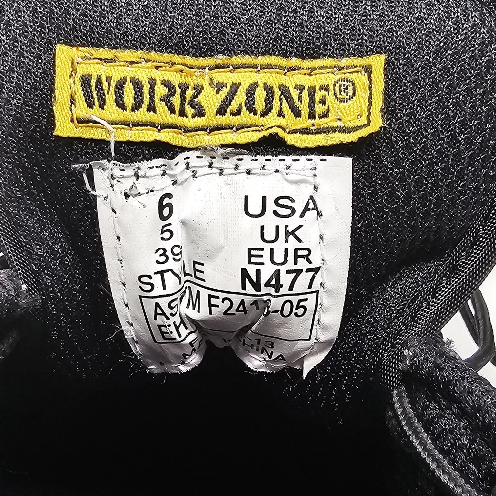 Work Zone Mens Size 6 Safety Toe Black‎ Leather Work Shoes N477 Lace Up